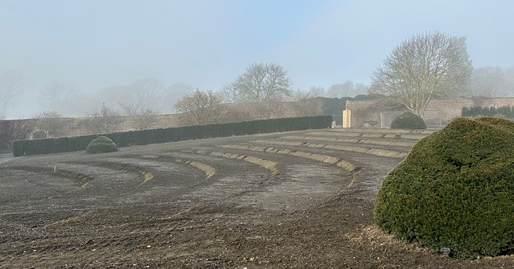 View of remodelled walled garden at Raby Castle.